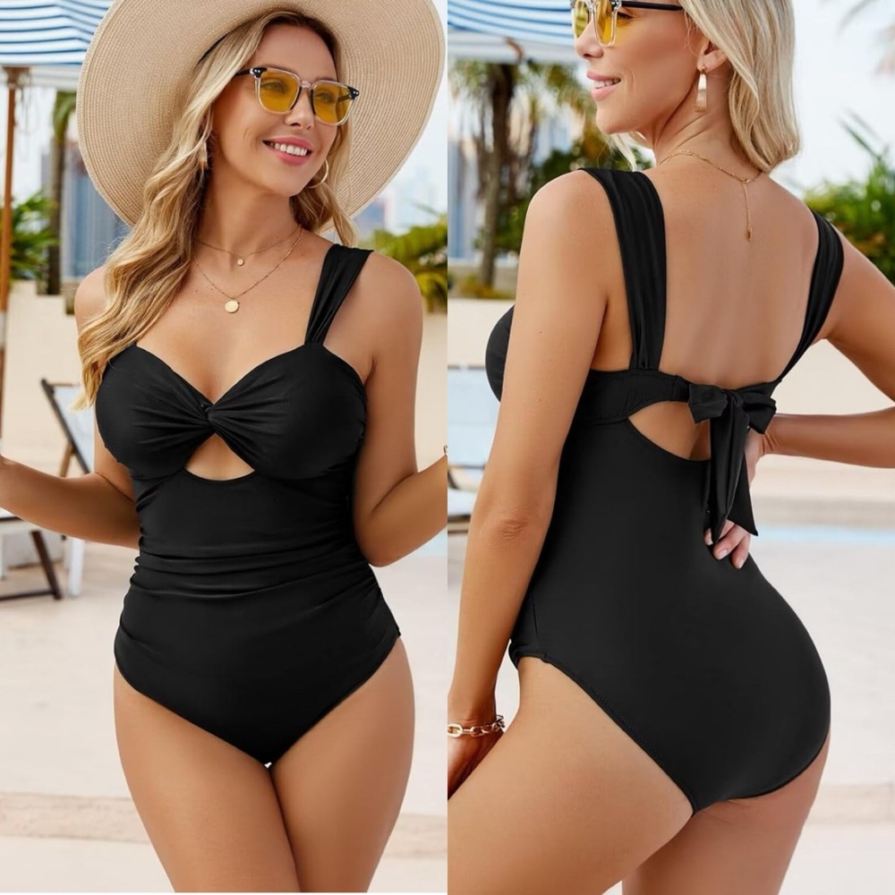 Women One Piece Tummy Control Swimsuit High Waisted Bathing Suit Cut Out Swimwea